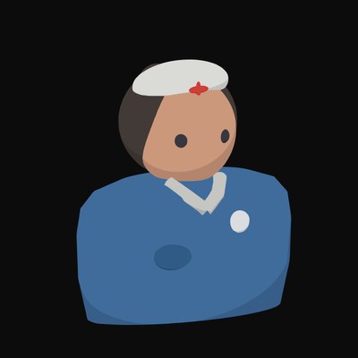 Nurse in a Blue Tunic with a White Cap and Fob Watch - illustration from People and Profession Avatar Icons