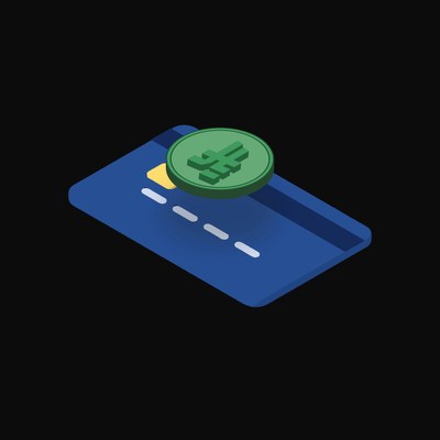 Saudi Riyal Floating Over a Credit Card (Back) - animated icon from Crypto & Currency Credit Card Float