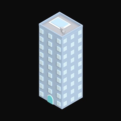 Hotel Tower with Rooftop Pool - 3D icon from Clay Buildings & Cottages