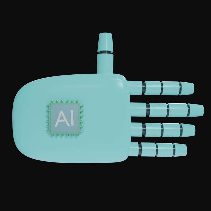 Cyan Open Hand Robot Hand 3D Icon - 3D icon from Robot Hand Gestures 3D Icons