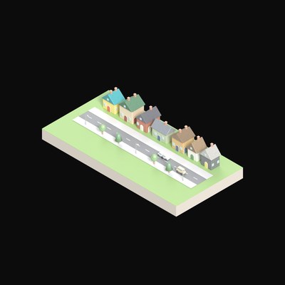 Maple Street Row - 3D icon from City Scenes