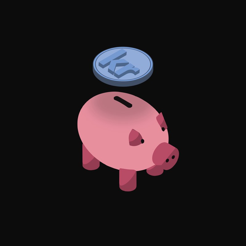 Norwegian Krone Floating Over a Piggy Bank (Back) - illustration from Crypto & Currency Piggy Bank Float