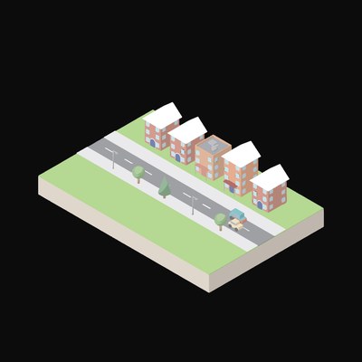 Suburban Townhouses - illustration from Isometric City Scene Illustrations
