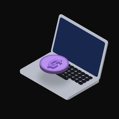 Paraguayan Guarani Floating Over a Laptop (Back) - illustration from Crypto & Currency Laptop Float