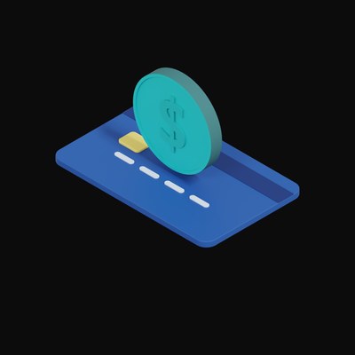 Hong Kong Dollar Floating Over a Credit Card - 3D icon from Crypto & Currency Credit Card Float
