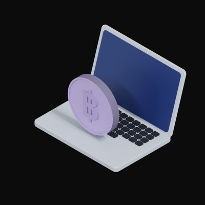 Thai Baht Floating Over a Laptop - 3D icon from Crypto & Currency Laptop Float