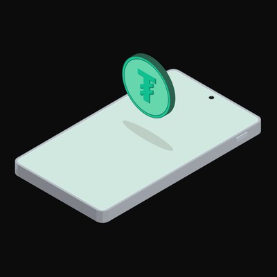 Phone Tether Floating - animated icon from Crypto and World Currency Phone Float