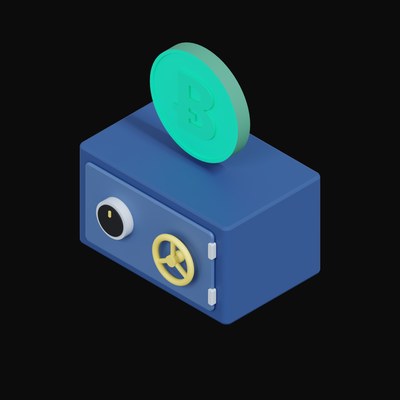 Bitcoin Cash Floating Over a Safe - 3D icon from Crypto & Currency Safe Float