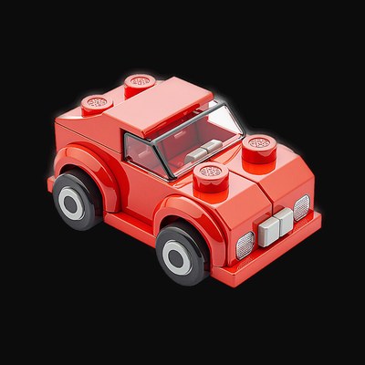 Red Toy Brick City Car - Plastic 2 - 3D icon from Toy Brick Vehicles - Plastic