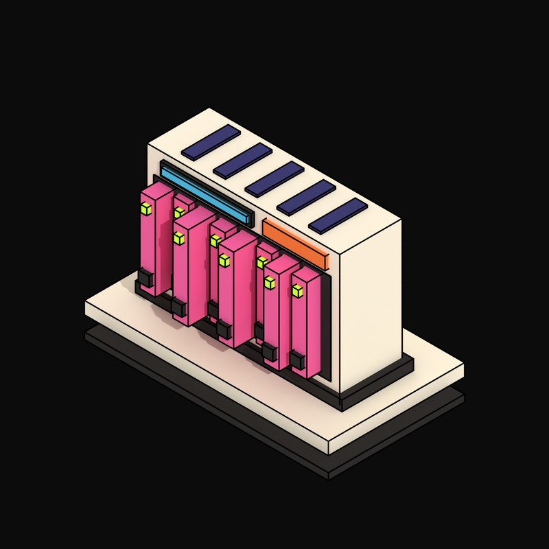 Cream Blade Chassis with Eight Staggered Blades - 3D icon from Neo Brutalist AI Hardware