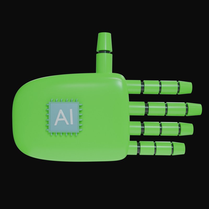 Green Open Hand Robot Hand 3D Icon - 3D icon from Robot Hand Gestures 3D Icons