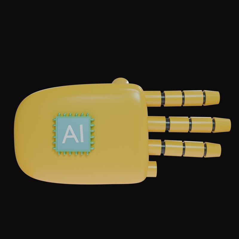 Amber Three Fingers Robot Hand 3D Icon - 3D icon from Robot Hand Gestures 3D Icons