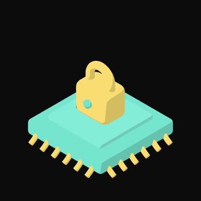 Mint Secure Chip with Padlock Icon - illustration from AI Chip and Processor Icons