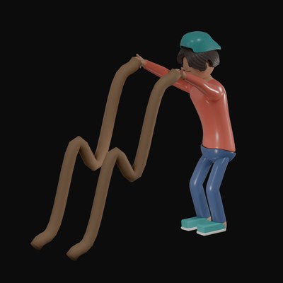 Man Whipping Two Battle Ropes - 3D icon from Gym Workout Pose Figures 3D Icons