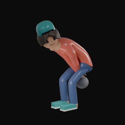 Man Swinging a Kettlebell - 3D icon from Gym Workout Pose Figures 3D Icons