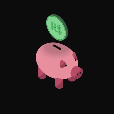 Brazilian Real Floating Over a Piggy Bank - animated icon from Crypto & Currency Piggy Bank Float