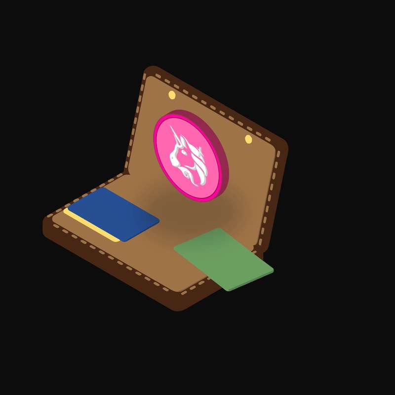 Uniswap Floating Over a Wallet - illustration from Crypto & Currency Wallet Float