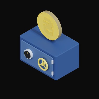 Ukrainian Hryvnia Floating Over a Safe - 3D icon from Crypto & Currency Safe Float