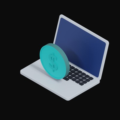 Hong Kong Dollar Floating Over a Laptop - 3D icon from Crypto & Currency Laptop Float