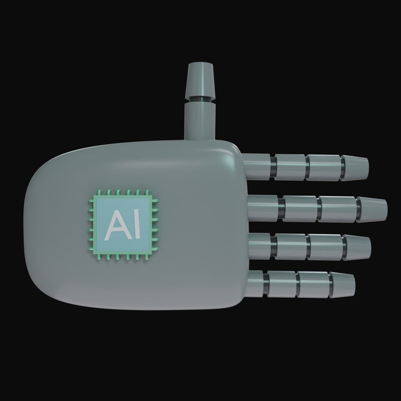 Grey Open Hand Robot Hand 3D Icon - 3D icon from Robot Hand Gestures 3D Icons