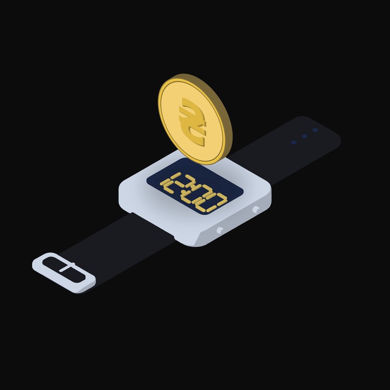 Ukrainian Hryvnia Floating Over a Watch - animated icon from Crypto & Currency Watch Float