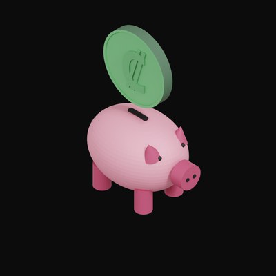 Costa Rican Colon Floating Over a Piggy Bank - 3D icon from Crypto & Currency Piggy Bank Float