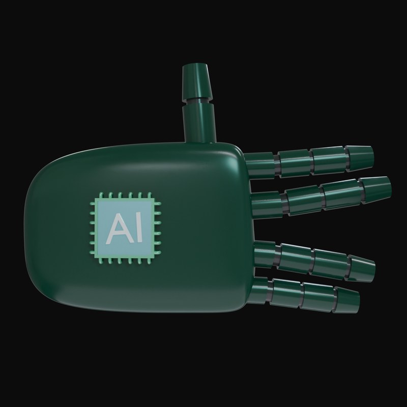 Emerald Split Finger Salute Robot Hand 3D Icon - 3D icon from Robot Hand Gestures 3D Icons