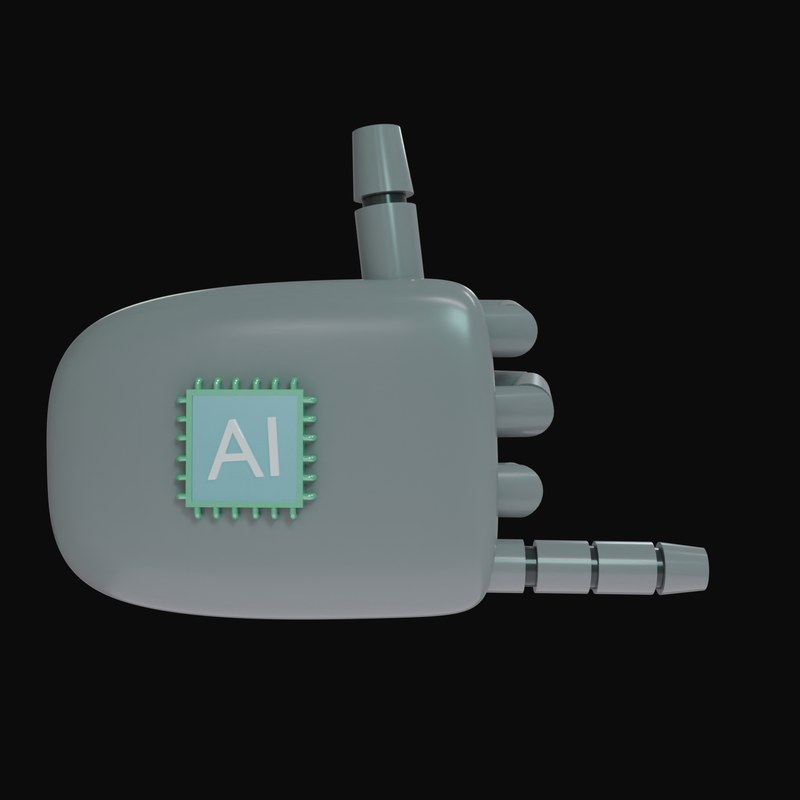 Grey Rock On Robot Hand 3D Icon - 3D icon from Robot Hand Gestures 3D Icons