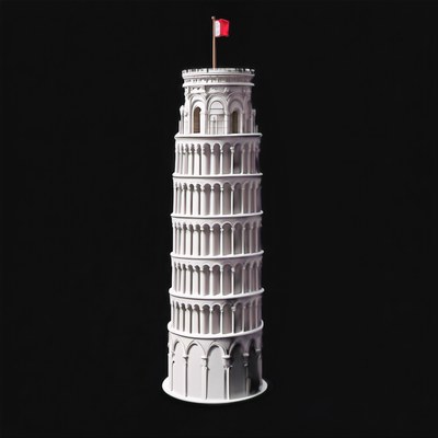 Clay Leaning Tower of Pisa - 3D icon from Historic Buildings 3D Clay Icons