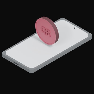 Phone Qatari Riyal Floating - 3D icon from Crypto and World Currency Phone Float