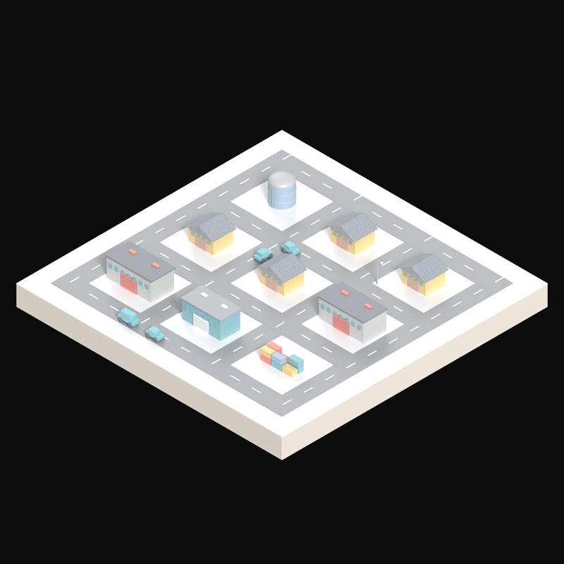 Trade Estate Units - 3D icon from Industry and Transport Scenes