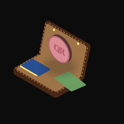 Qatari Riyal Floating Over a Wallet - illustration from Crypto & Currency Wallet Float
