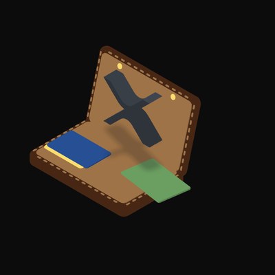 XRP Floating Over a Wallet - illustration from Crypto & Currency Wallet Float