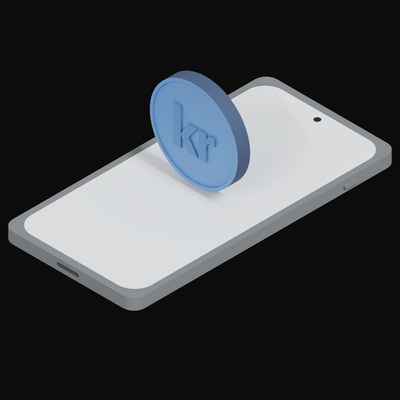 Phone Norwegian Krone Floating - 3D icon from Crypto and World Currency Phone Float