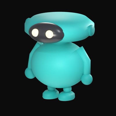 Teal Disc Head Robot 3D Icon - 3D icon from Clay Robot Characters 3D