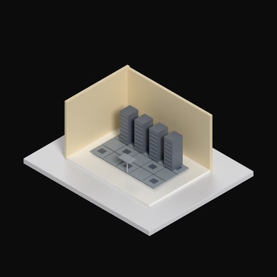 Server Room Rack Row - 3D icon from Interior Scenes