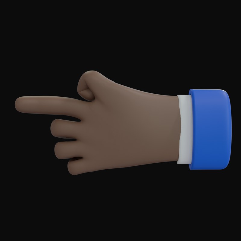 Brown Pointing Left Business Hand 3D Icon - 3D icon from Business Hand Gestures 3D Icons