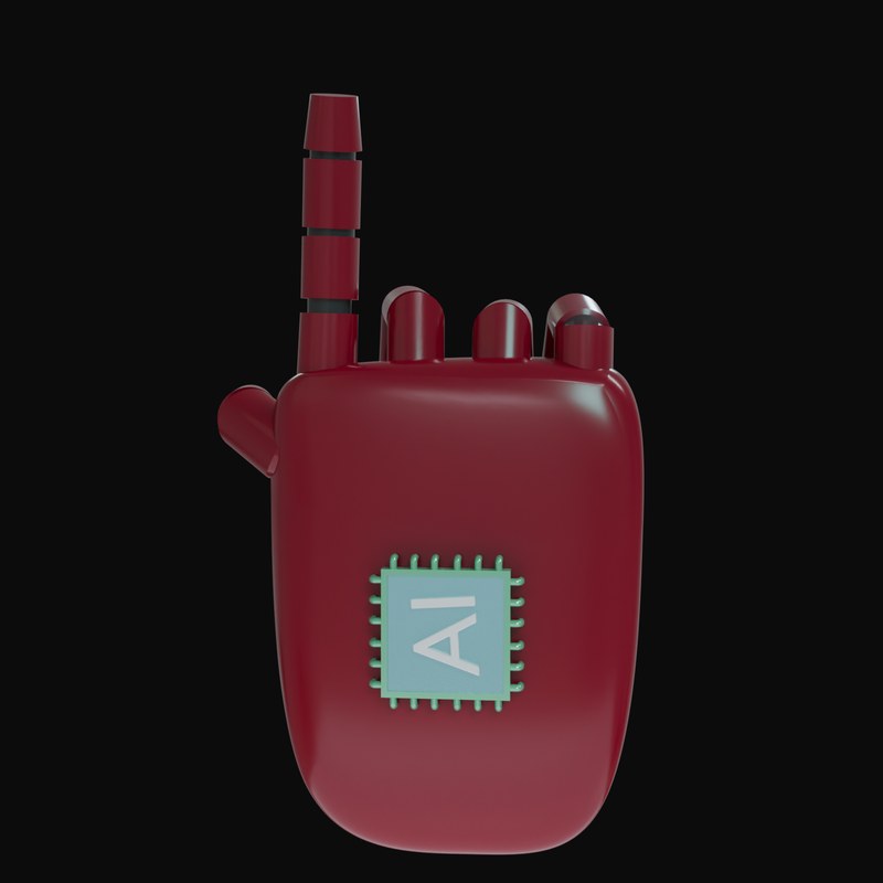 Burgundy Pointing Up Robot Hand 3D Icon - 3D icon from Robot Hand Gestures 3D Icons
