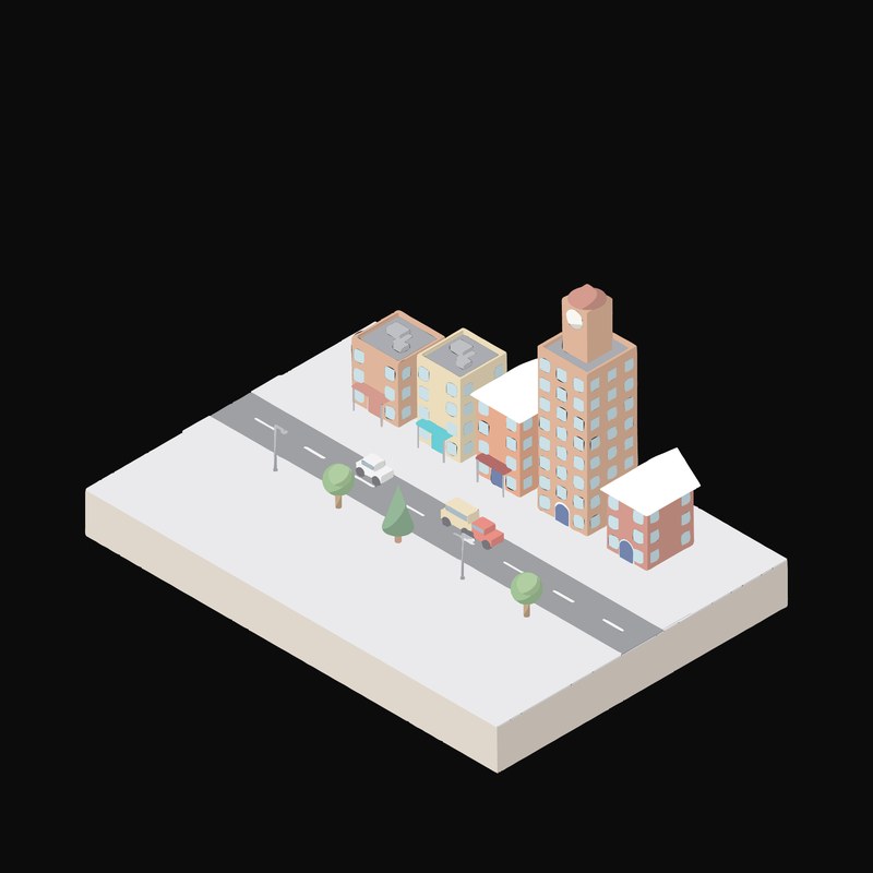 Cafe Corner Parade - illustration from Isometric City Scene Illustrations