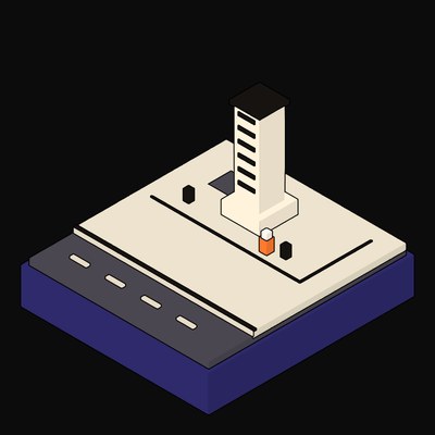 Freestanding Ventilation Stack in an Empty Plaza - illustration from Neo Brutalist Scenes Icons