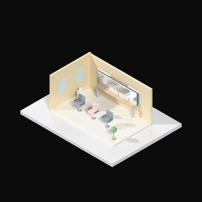 Hair Salon Styling Row - 3D icon from Interior Scenes