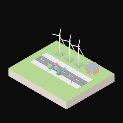 Wind Turbines Animated Icon - animated icon from Isometric AI Infrastructure Scene Motion Icons