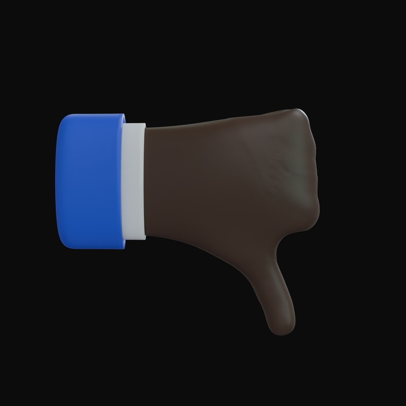 Black Thumbs Down, Back of Hand Business Hand 3D Icon - 3D icon from Business Hand Gestures 3D Icons