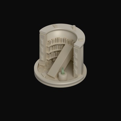 Isometric Round Library Diorama - 3D icon from Isometric Miniature Dioramas