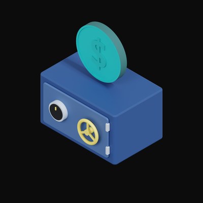 Hong Kong Dollar Floating Over a Safe - 3D icon from Crypto & Currency Safe Float