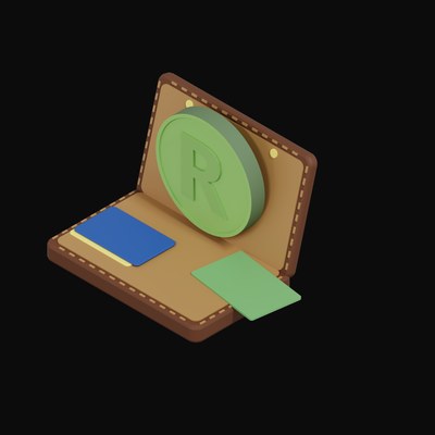 South African Rand Floating Over a Wallet - 3D icon from Crypto & Currency Wallet Float