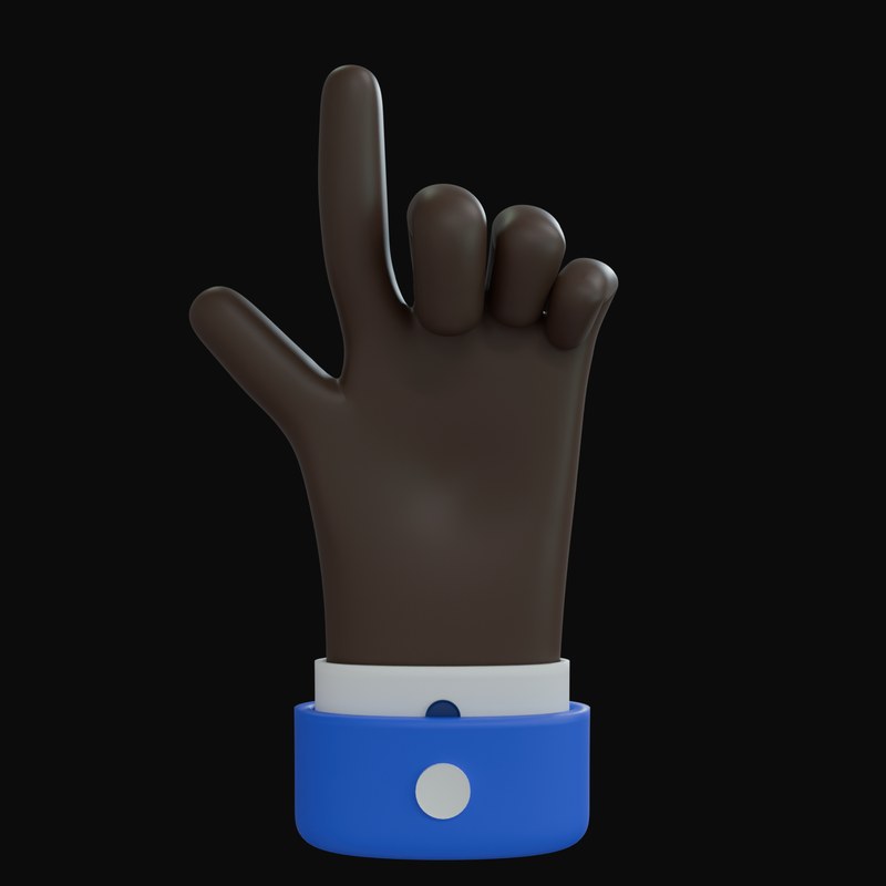 Black Pointing Up with Thumb Business Hand 3D Icon - 3D icon from Business Hand Gestures 3D Icons