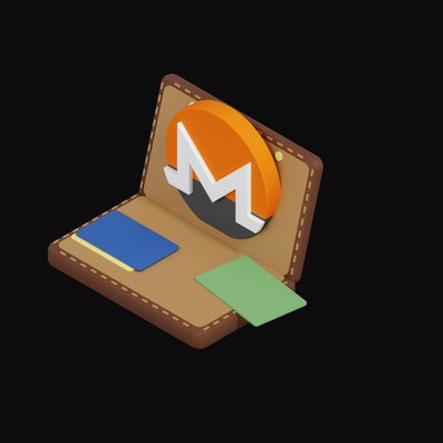 Monero Floating Over a Wallet - 3D icon from Crypto & Currency Wallet Float