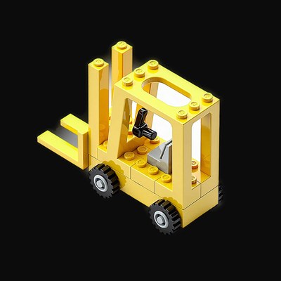 Yellow Toy Brick Forklift - Plastic - 3D icon from Toy Brick Vehicles - Plastic