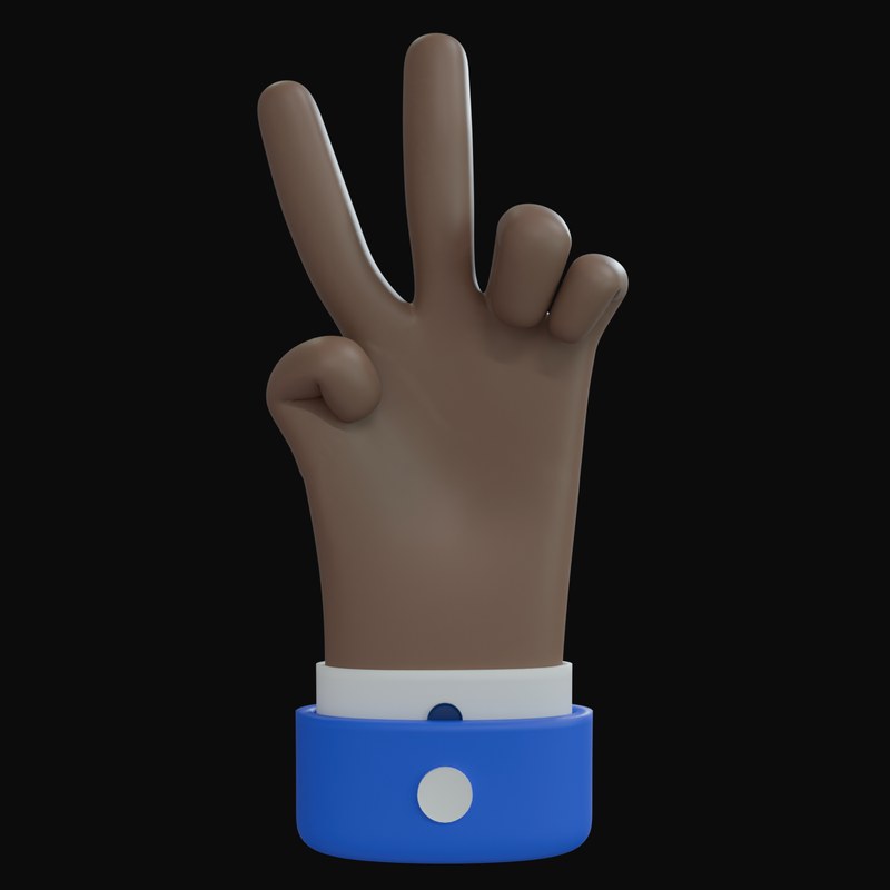 Brown Two Fingers Business Hand 3D Icon - 3D icon from Business Hand Gestures 3D Icons